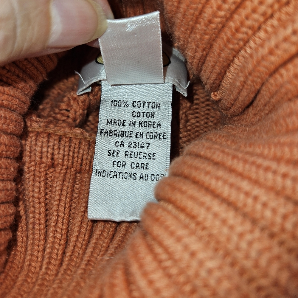 Talbots Sweater Medium 100% Cotton Vintage Cable Knit Pale Rust - Picture 5 of 8